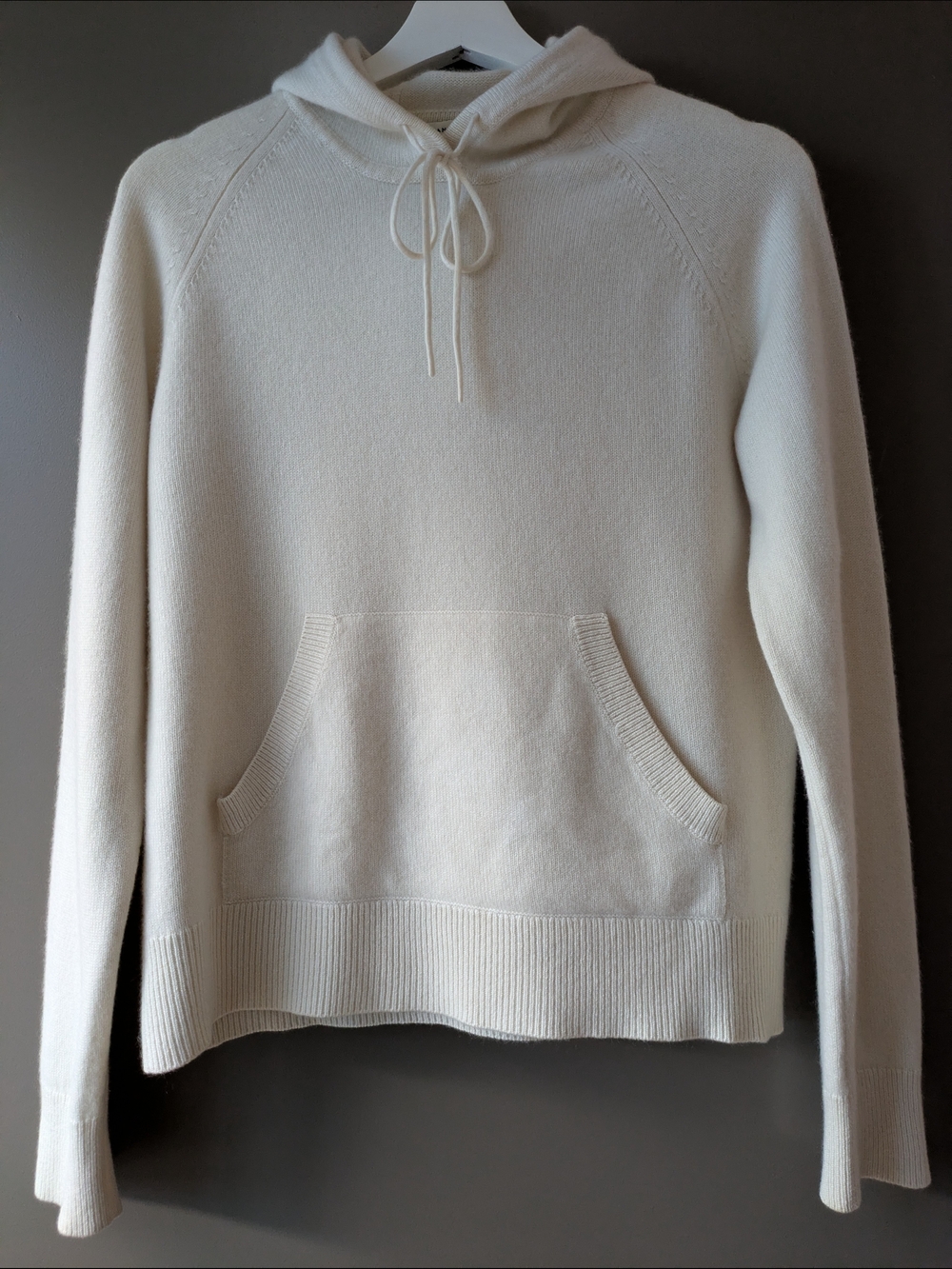 100% Cashmere Banana Republic Hoodie Cream Thick Knit Kangaroo Pocket Size L